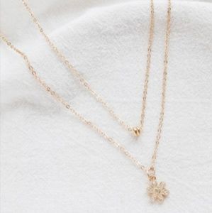 Flower Pendant Rhinestone Necklace